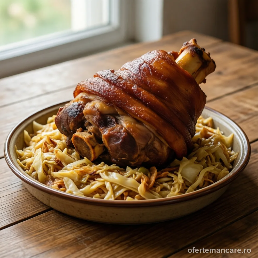 Ciolan copt pe varză, ciolan de 0,8–1 kg și 1,8 kg de varză — mâncare gătită, livrare în București