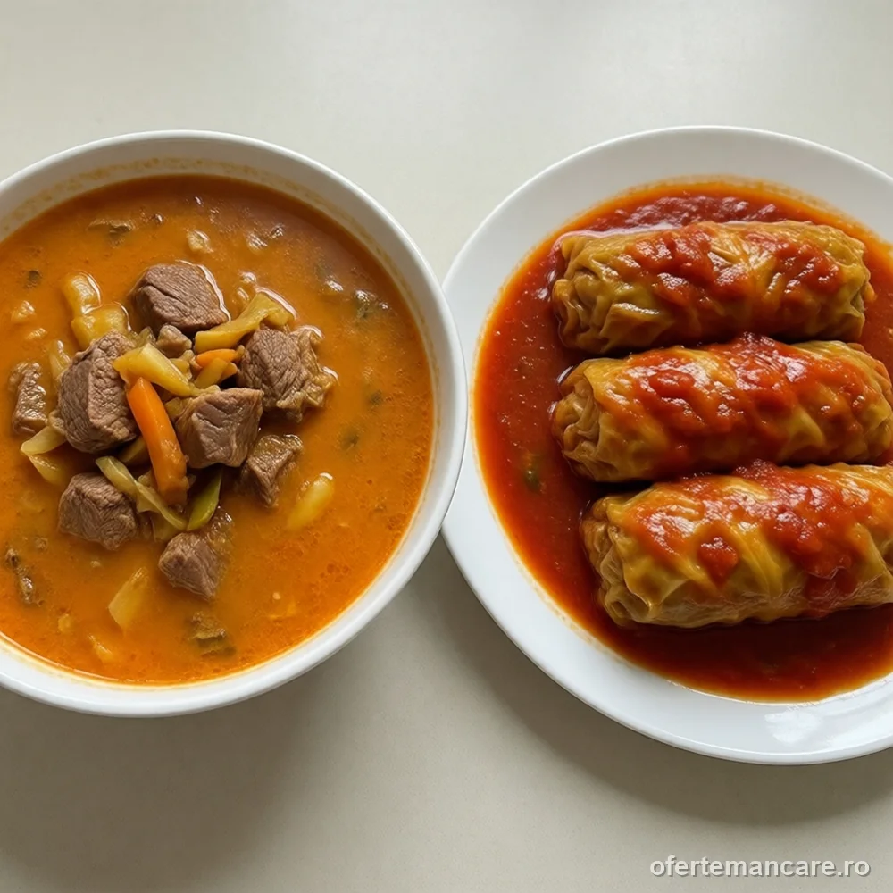 Meniu ciorbă de văcuță și sarmale de porc — mâncare gătită, livrare în București