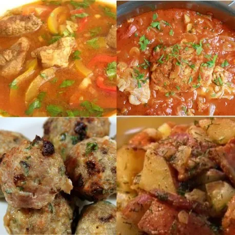 Meniu: ciorbă de văcuță, tocăniță de pui, chiftele de porc și cartofi țărănești