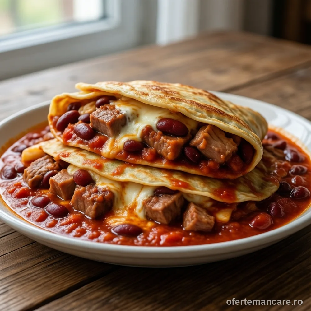 Plăcintă mexicană din tortilla cu fasole roșie și porc, 2 kg — mâncare gătită, livrare în București