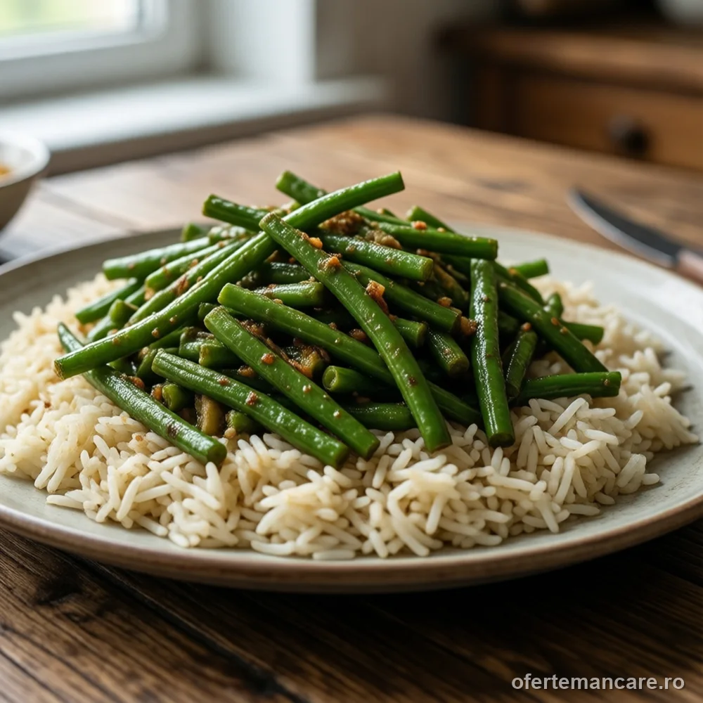 Sote de fasole verde cu orez basmati, 1,8 kg — mâncare gătită, livrare în București